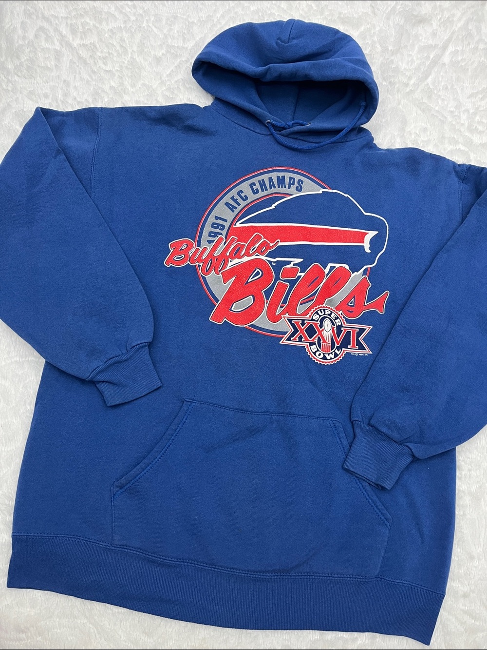 VINTAGE BUFFALO BILLS Hoodie 1991 AFC Champs - Picture 1 of 9